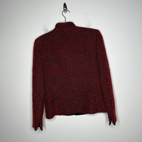 Kasper ASL Blazer Womens 4 Red Tweed Holiday Wool Mohair Blend Textured Twee - Picture 7 of 15